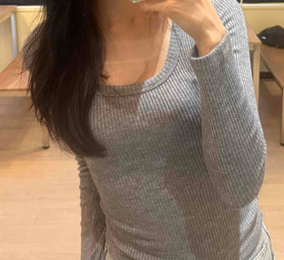 Comfort Deep U-Neck Ribbed Basic Tee