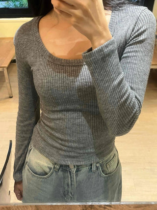 Comfort Deep U-Neck Ribbed Basic Tee