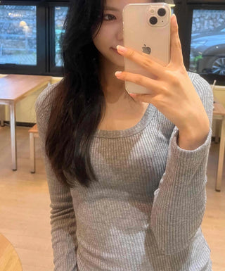 Comfort Deep U-Neck Ribbed Basic Tee