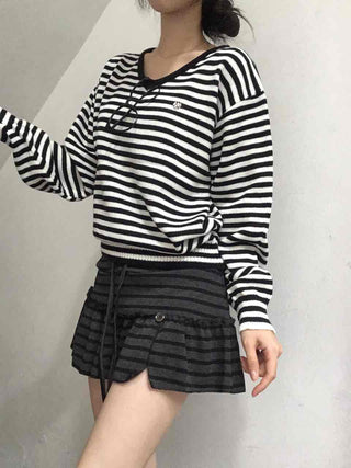 Minimal Autumn Striped V-Neck Knit