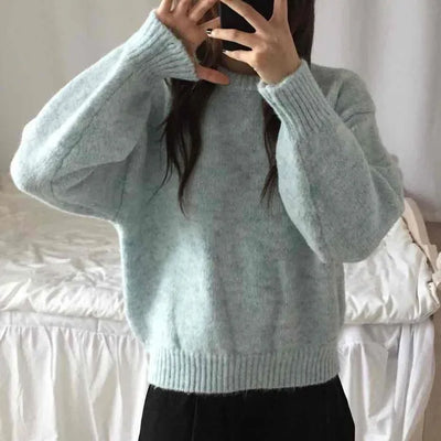Natural Wool/Wool Round Neck Knit