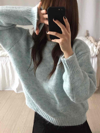 Natural Wool/Wool Round Neck Knit