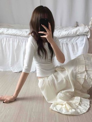 Natural Plain 3/4 Sleeve Long-Sleeve T-Shirt