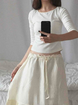 Natural Plain 3/4 Sleeve Long-Sleeve T-Shirt