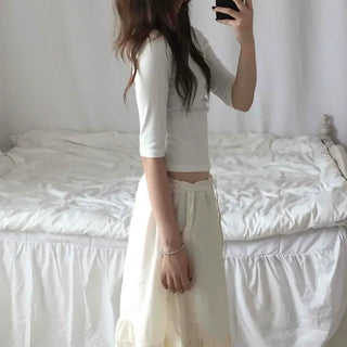 Natural Plain 3/4 Sleeve Long-Sleeve T-Shirt