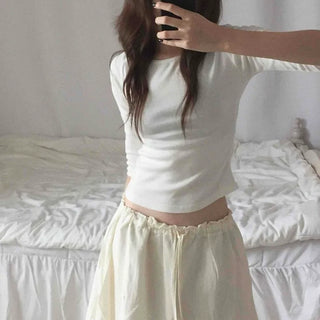 Natural Plain 3/4 Sleeve Long-Sleeve T-Shirt