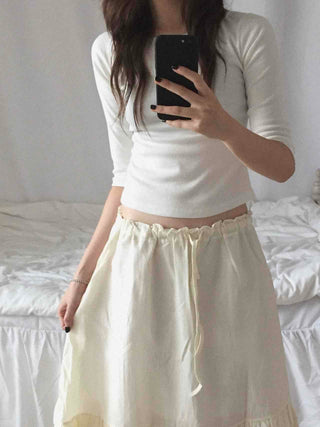 Natural Plain 3/4 Sleeve Long-Sleeve T-Shirt