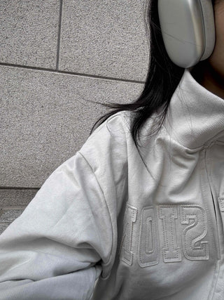 Patch Cotton Loose Fit Zip-up