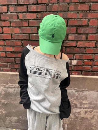 Casual Raglan Off-Sleeve Sweatshirt