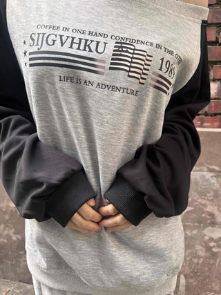 Casual Raglan Off-Sleeve Sweatshirt