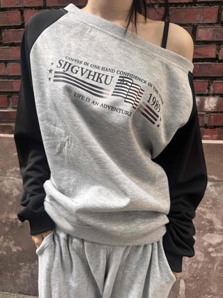 Casual Raglan Off-Sleeve Sweatshirt