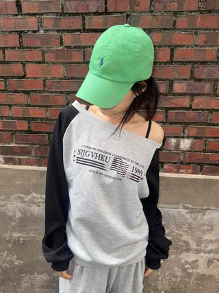 Casual Raglan Off-Sleeve Sweatshirt