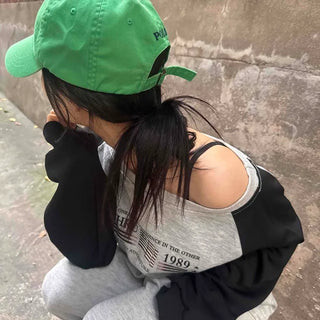 Casual Raglan Off-Sleeve Sweatshirt