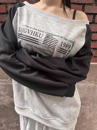 Casual Raglan Off-Sleeve Sweatshirt