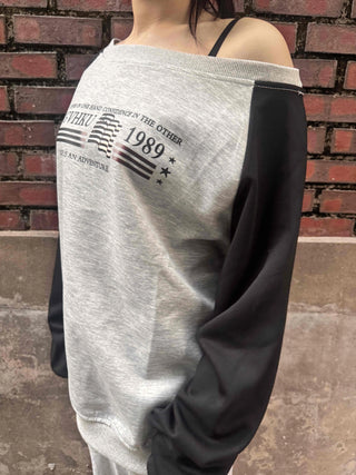 Casual Raglan Off-Sleeve Sweatshirt