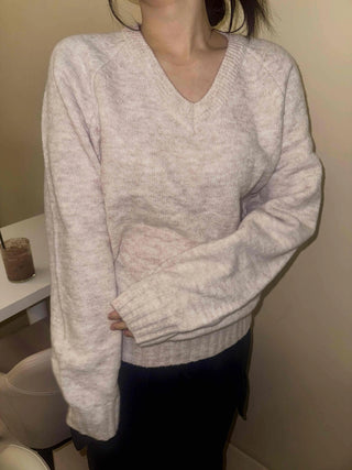 Simple Trendy Plain V-Neck Knit