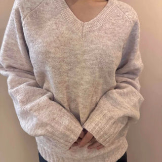 Simple Trendy Plain V-Neck Knit