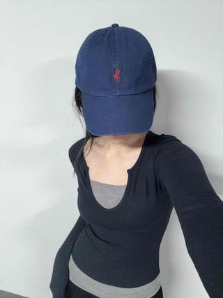 New Basic Deep U-Neck Layered Long Sleeve T-Shirt