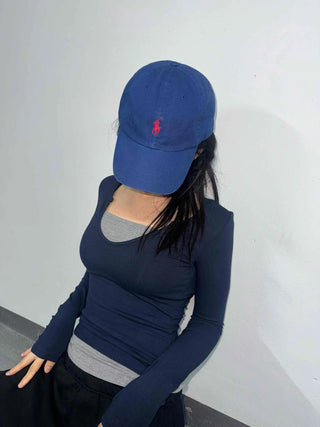 New Basic Deep U-Neck Layered Long Sleeve T-Shirt