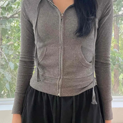 New Basic 44 Plain Tight-Fit Zip-Up