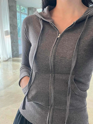 New Basic 44 Plain Tight-Fit Zip-Up