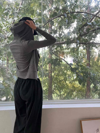 New Basic 44 Plain Tight-Fit Zip-Up