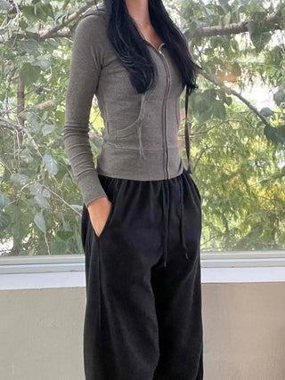New Basic 44 Plain Tight-Fit Zip-Up