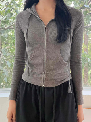 New Basic 44 Plain Tight-Fit Zip-Up
