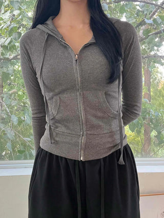 New Basic 44 Plain Tight-Fit Zip-Up