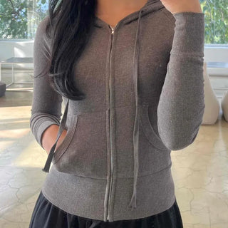 New Basic 44 Plain Tight-Fit Zip-Up