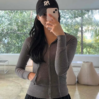 New Basic 44 Plain Tight-Fit Zip-Up