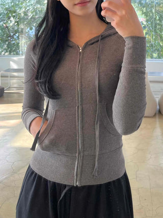 New Basic 44 Plain Tight-Fit Zip-Up