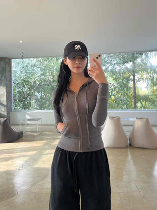 New Basic 44 Plain Tight-Fit Zip-Up