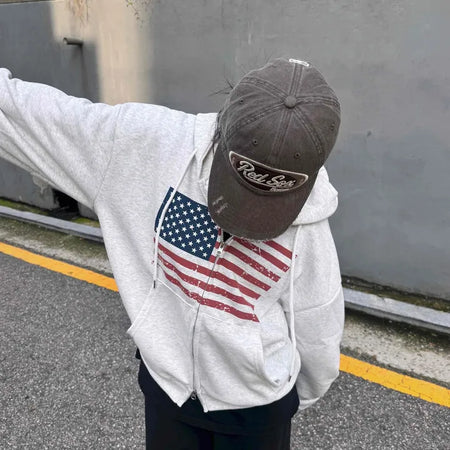 Basic American Plain Zip-up Hoodie