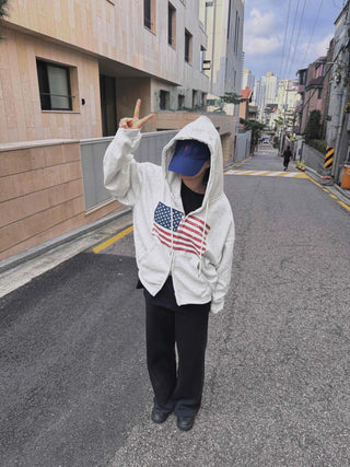 Basic American Plain Zip-up Hoodie