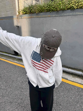 Basic American Plain Zip-up Hoodie