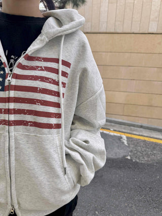 Basic American Plain Zip-up Hoodie