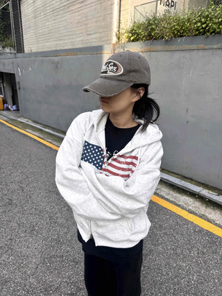 Basic American Plain Zip-up Hoodie