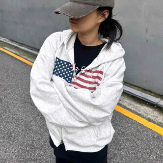 Basic American Plain Zip-up Hoodie