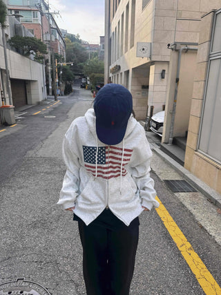 Basic American Plain Zip-up Hoodie