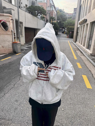 Basic American Plain Zip-up Hoodie