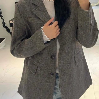 New Basic Transitional Plain Wool/Wool Jacket