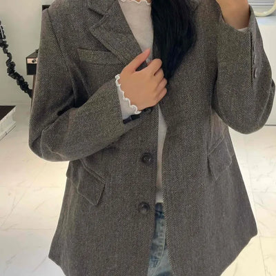New Basic Transitional Plain Wool/Wool Jacket