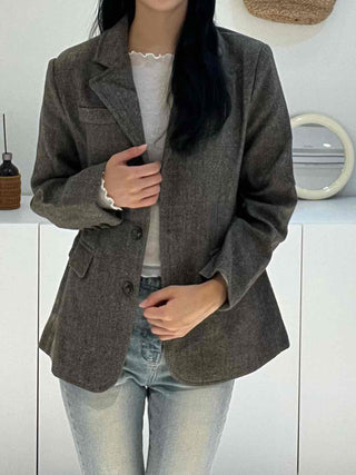 New Basic Transitional Plain Wool/Wool Jacket