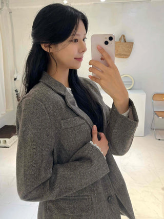 New Basic Transitional Plain Wool/Wool Jacket