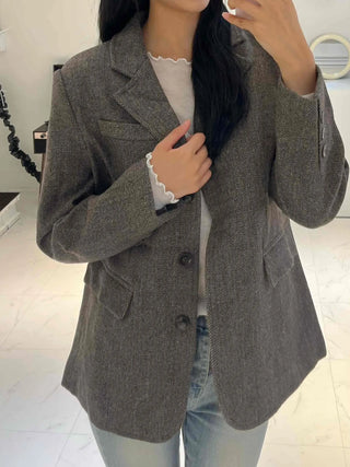 New Basic Transitional Plain Wool/Wool Jacket