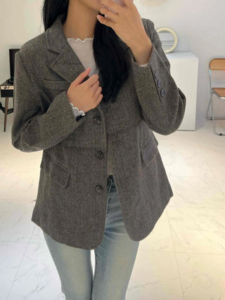 New Basic Transitional Plain Wool/Wool Jacket