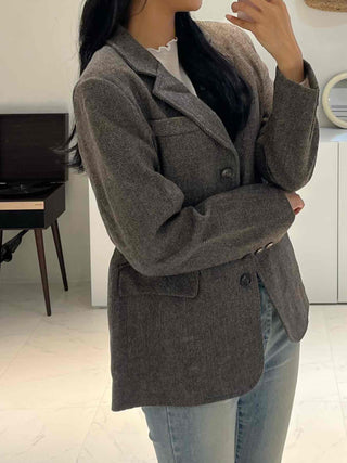 New Basic Transitional Plain Wool/Wool Jacket