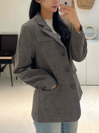 New Basic Transitional Plain Wool/Wool Jacket