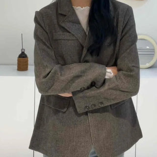 New Basic Transitional Plain Wool/Wool Jacket